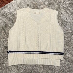 Altar’d State medium women’s sleeveless sweater, cream with blue stripe